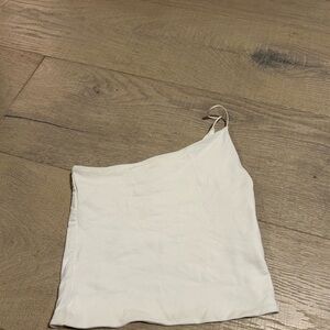 Babaton Asymmetric One-Shoulder Cream Crop Top